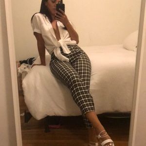 Plaid top shop pants